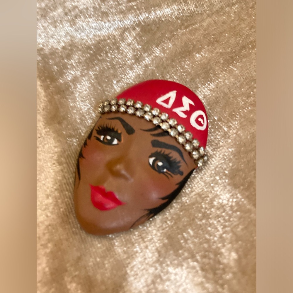 Delta Sigma Theta Face Brooch Pin Handmade